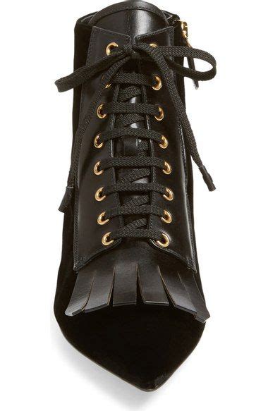 prada kiltie lace-up black velvet leather ankle booties women|Women's Prada Ankle Boots & Booties .